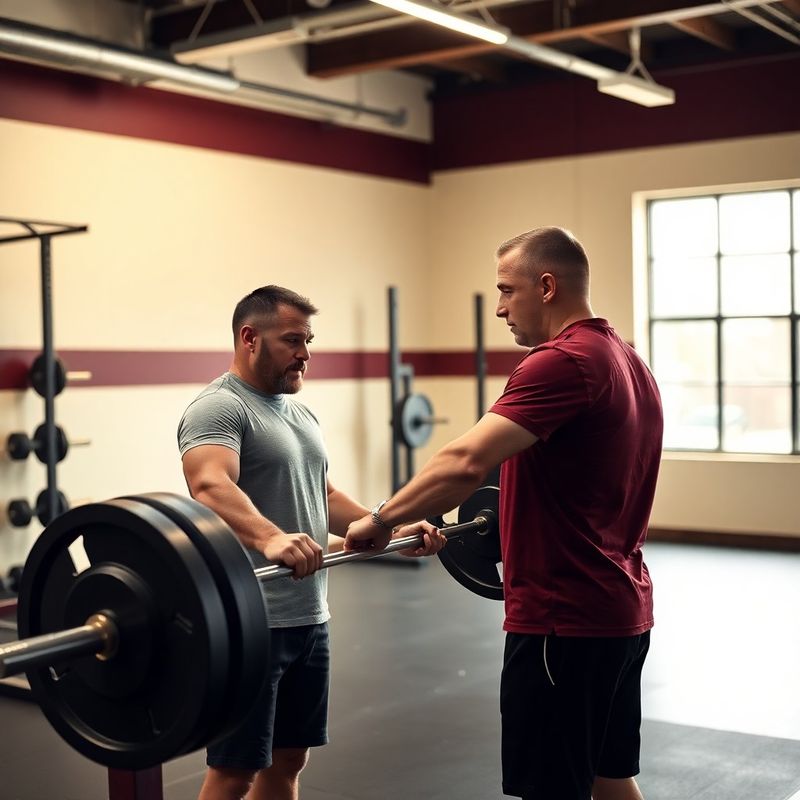 Senior coach demonstrating deadlift technique to a client during a personal training session